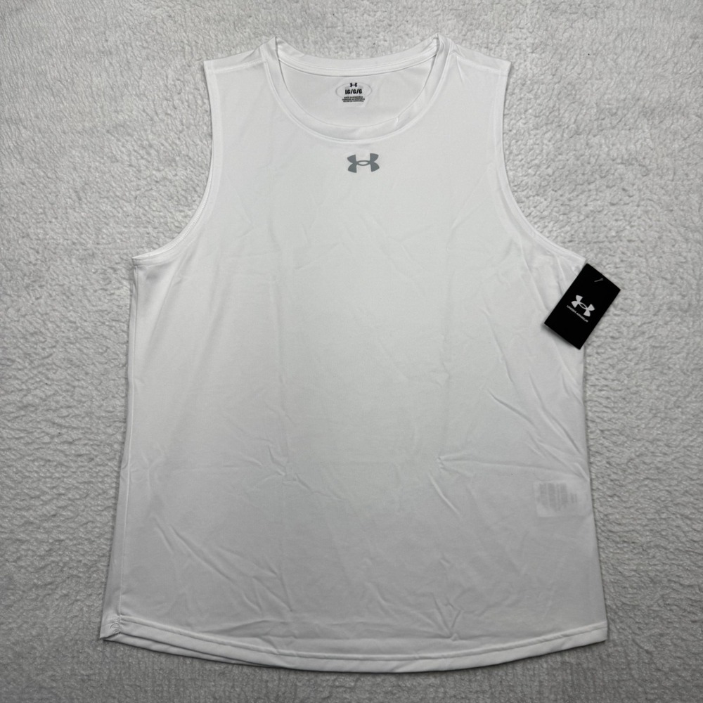 NWT Under Armour Team Tech Sleeveless Athletic Tank Top Shirt‎ White Women's L